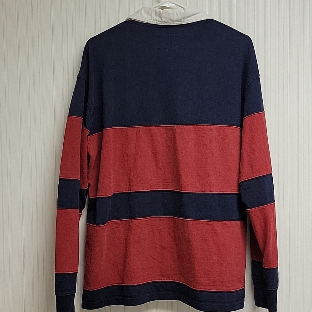 Old Navy Red White Blue Rugby Shirt Mens Large 100 % Cotton - Picture 3 of 5